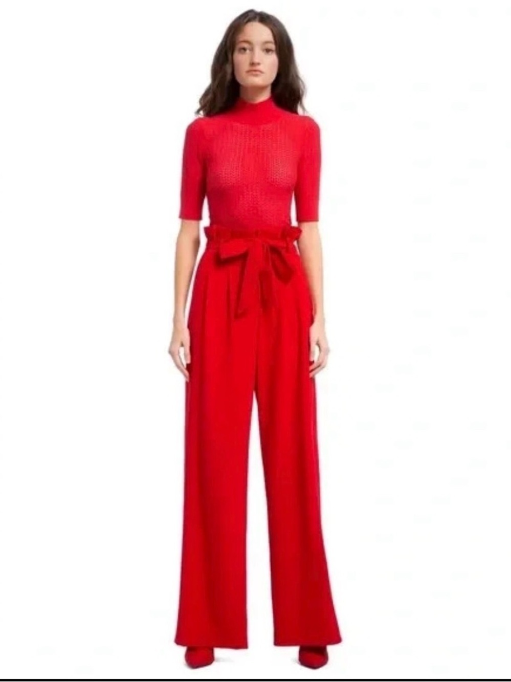 Alice + Olivia- Farrel Paper Bag Pleated Pants in Cherry size 6 (30x33)